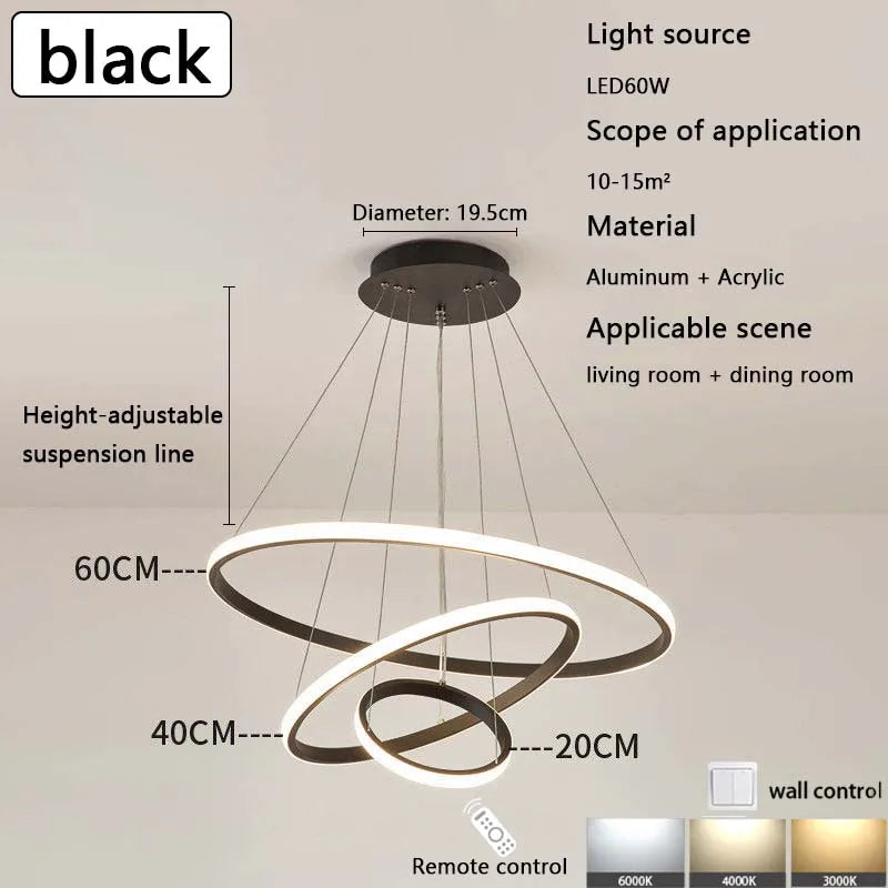 New living room chandelier modern simple atmosphere circle LED lights light luxury star top bar restaurant lamps and lanterns