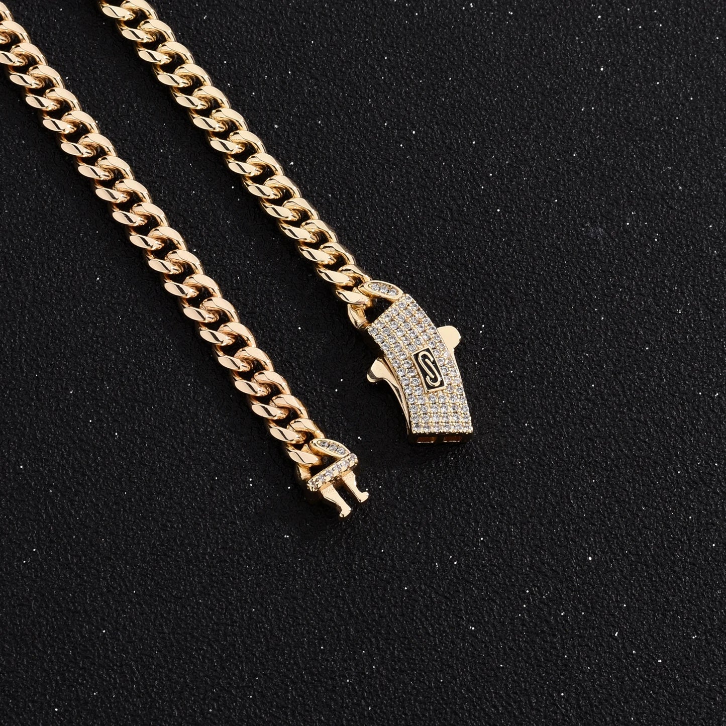 VCT 18mm Long Lock Rectangular Zircon Prong Set Cuban Necklace Ice Crystal Small Crystal Zircon Chain Hip Hop Rock Jewelry