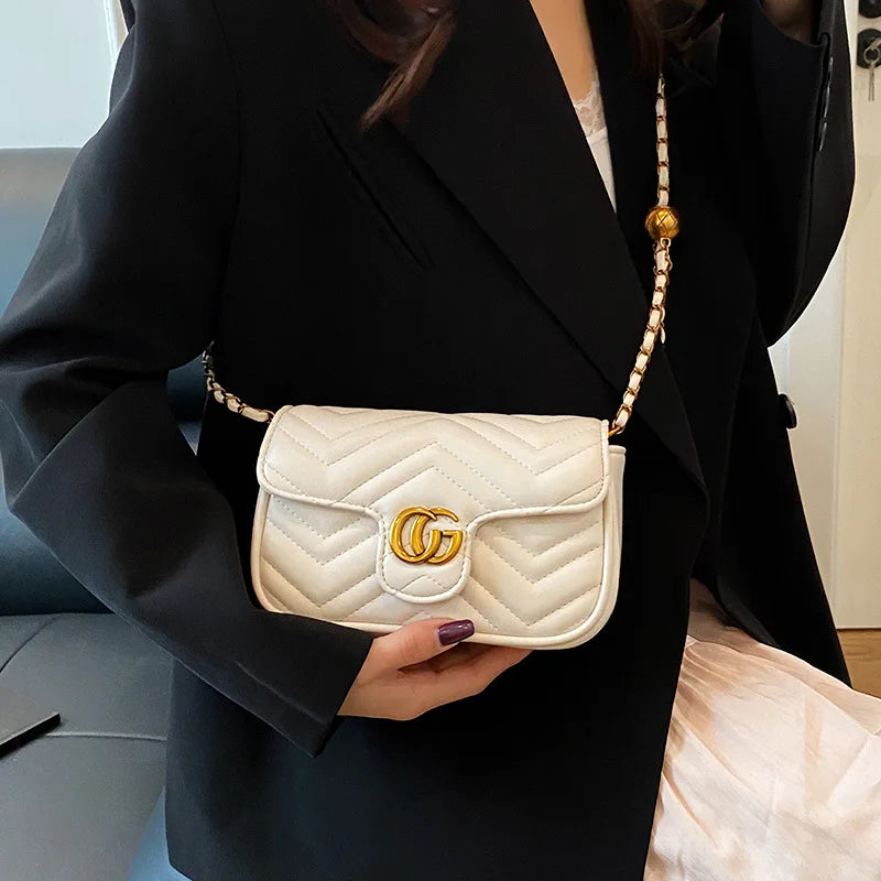 2025 Luxury Design Women's Small Square Stylish Handbag Chain Crossbody Shoulder Handbags Luxury Embroidered Check Square Bag