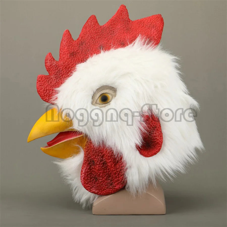 Cosplay Lovely Animal Rooster Beak Cock Head Chicken Feather Christmas Funny Halloween Mask Full Face Helmet Carnival Party Prop