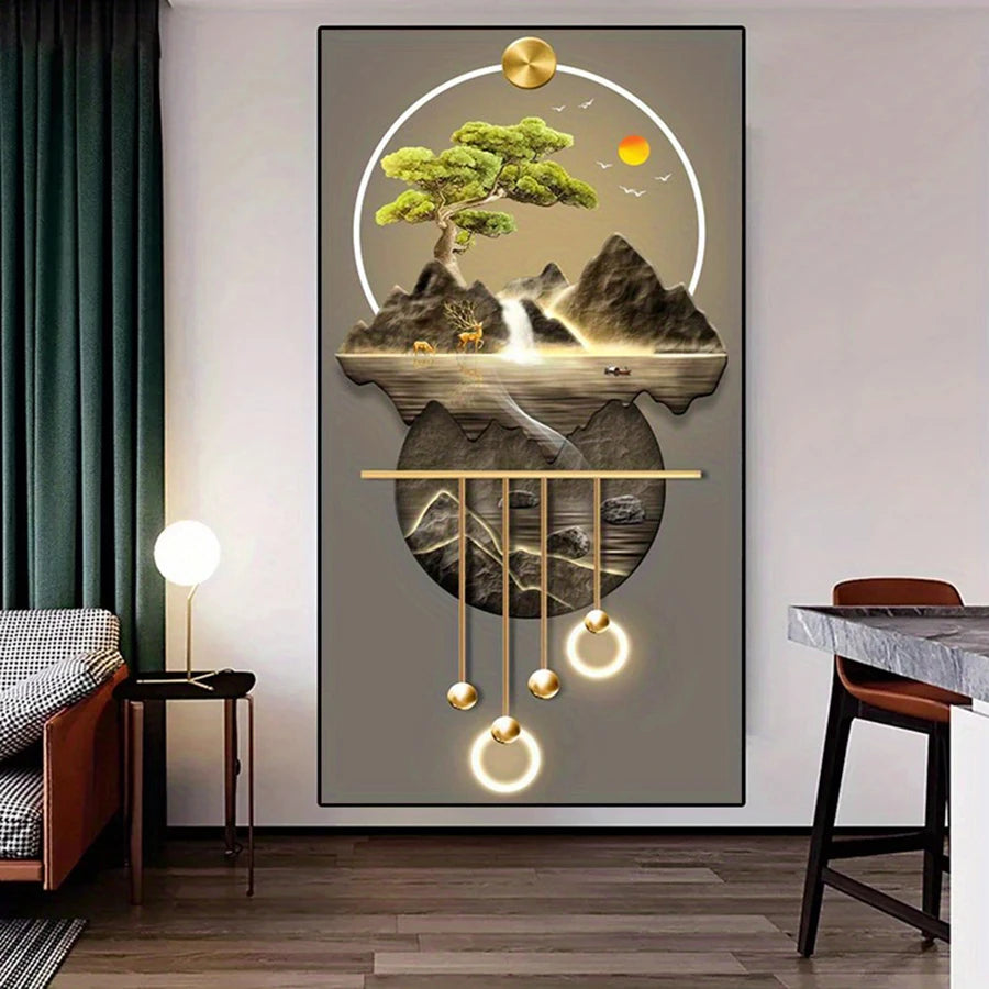 Elegant Modern Abstract Camellia Canvas Wall Art Posters, Frameless Botanical White Flower and Gold Leaf Painting, Perfect for E