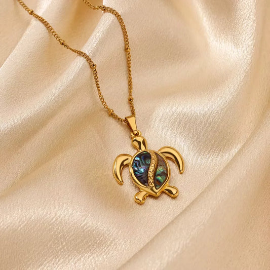 Colorful Sea Turtle Charm Necklaces For Women Gold Color Stainless Steel Animal Choker Necklaces Party Christmas Jewelry Gifts