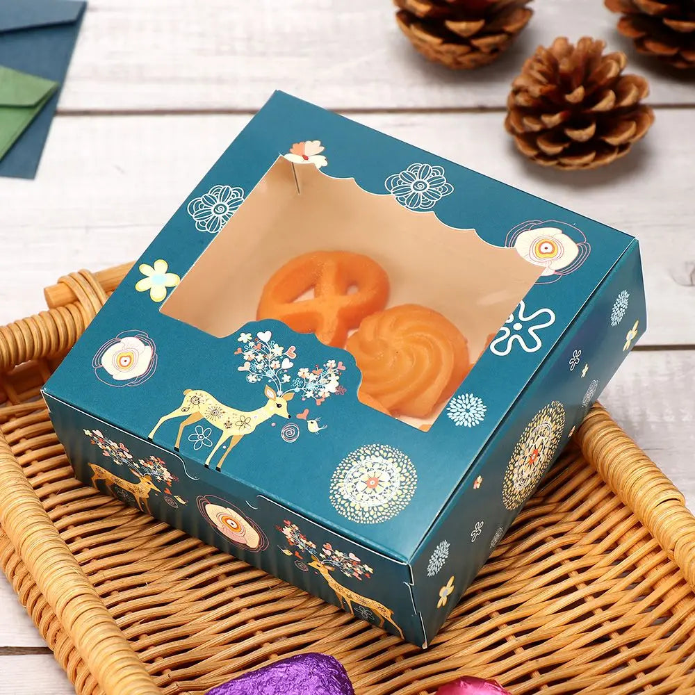 1/10pcs Nougat Cupcake Biscuit Gift Wrapping Box Cake Packaging Box Christmas Gift Box Christmas Cardboard Cake Boxes
