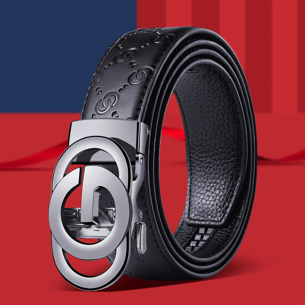 Fashionable Business Men's Belt Luxury Alloy Buckle Belt High Quality Material Leather Soft Belt Paired with Suit Pants and Jean