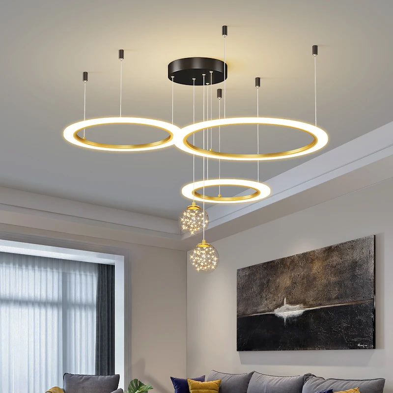 Modern LED Chandeliers Indoor Remote Dimming Lighting Lamp For Living Room Bedroom Lamps star Decor Lusters Lights Droppshiping