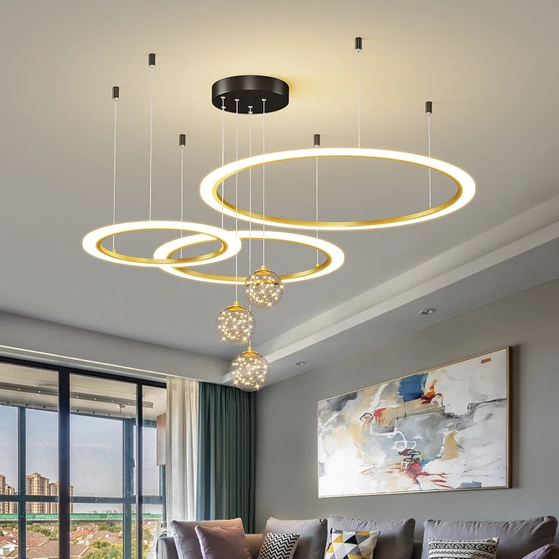 Modern LED Chandeliers Indoor Remote Dimming Lighting Lamp For Living Room Bedroom Lamps star Decor Lusters Lights Droppshiping