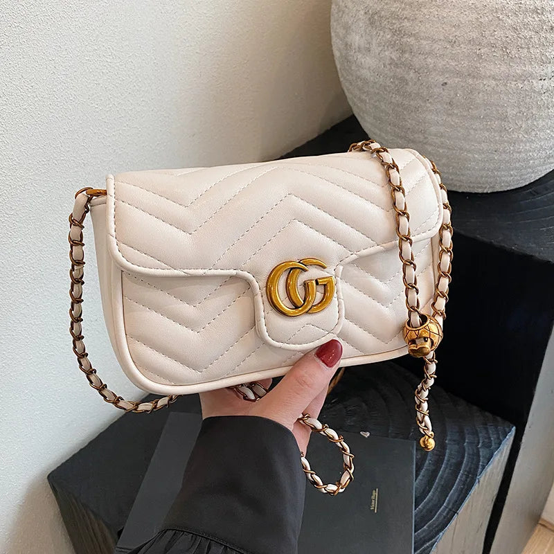 2025 Luxury Design Women's Small Square Stylish Handbag Chain Crossbody Shoulder Handbags Luxury Embroidered Check Square Bag