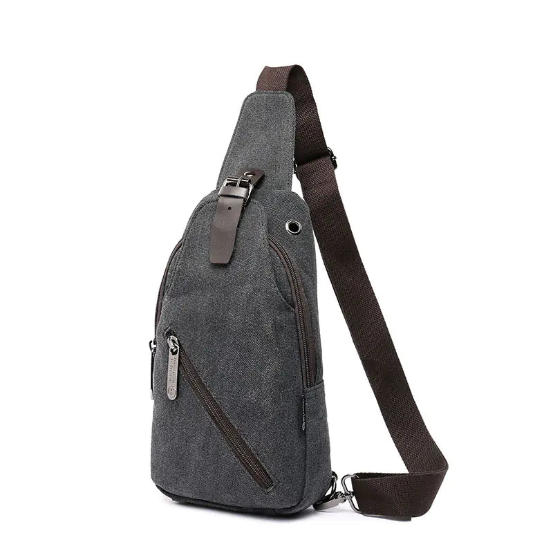 Men's Canvas Chest Bag, Outdoor Sports Crossbody Bag
