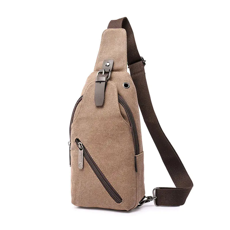 Men's Canvas Chest Bag, Outdoor Sports Crossbody Bag
