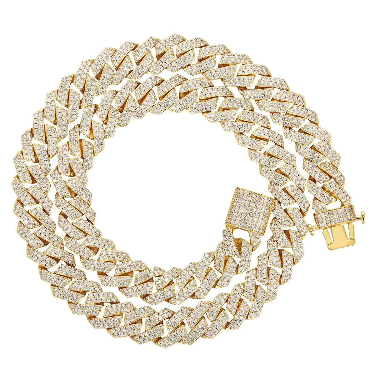 PY BLING Hip Hop Mens Full Iced Out 15mm 18K Golden/White Rose Golden Plated CZ Miami Cuban Link Chain Choker 18"-24" Necklace or 7.5"-8.5" Bracelet with Gift Box (18K18)